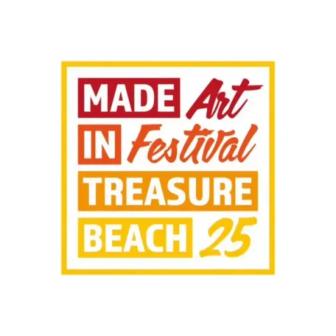 The Made in Treasure Beach Art Festival 2025 logo, designed by Brigitte Andres
